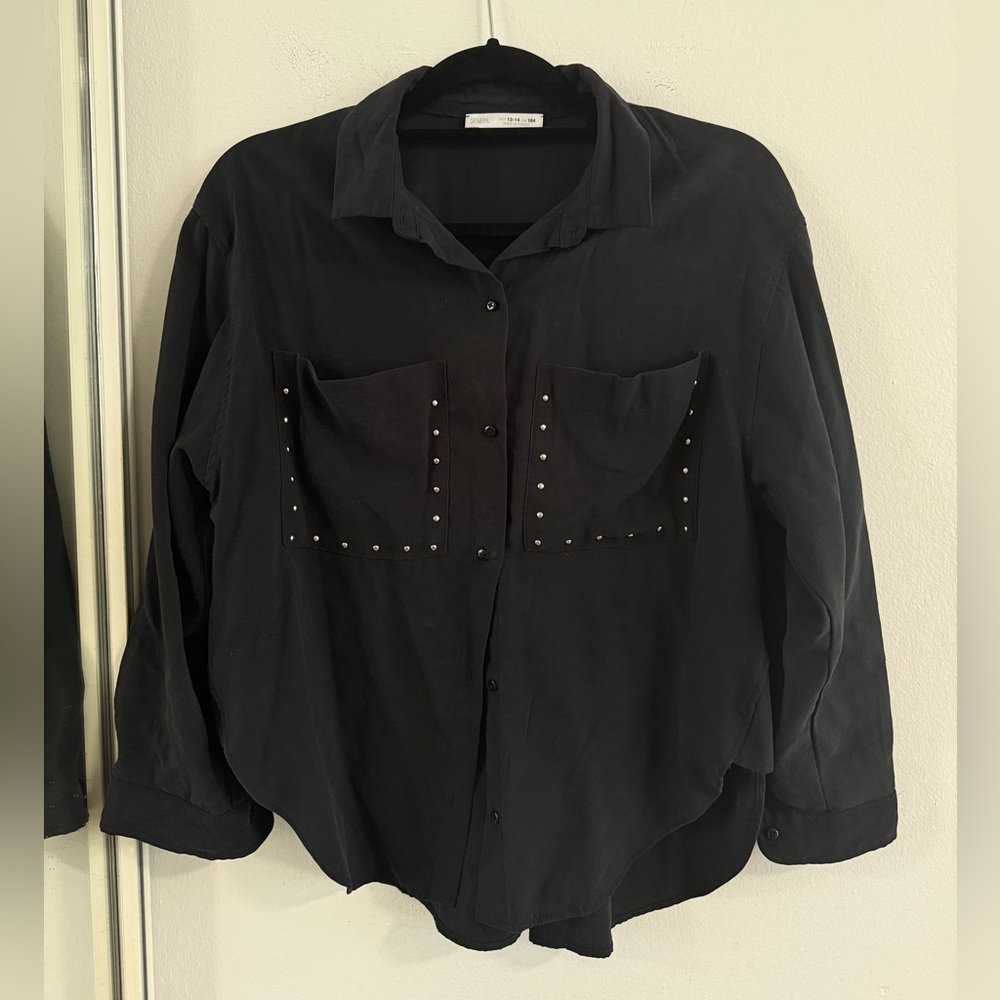 Zara Black Button Down Kids Shirt - Picture 1 of 1